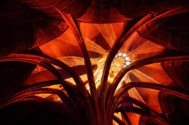 photo les voûtes de l’abbaye, magnifiées par le spectacle de lumière qui a lieu tous les soirs. © martin roche